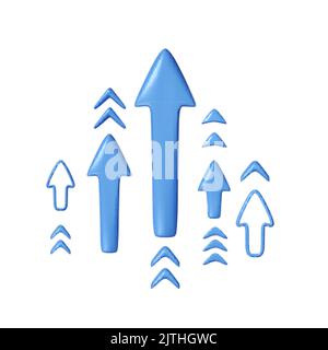 Set of 3D Arrows moving up. 3D Arrow Shapes Collection. Vector illustration isolated on white background Stock Vector