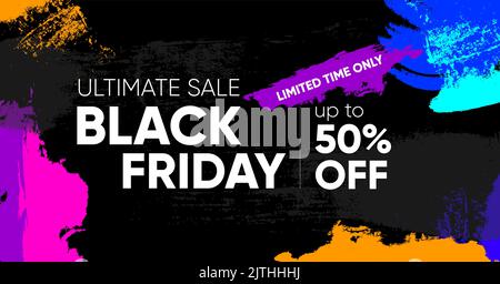 Social media Black Friday promo post template, editable social media template. Background for social media promotion sale design vector. Banner Template. Vector illustration. Stock Vector