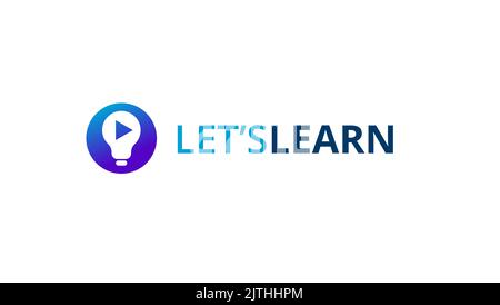 Online learning logo design element. Vector symbol. Lamp idea in educational logo design. Stock Vector