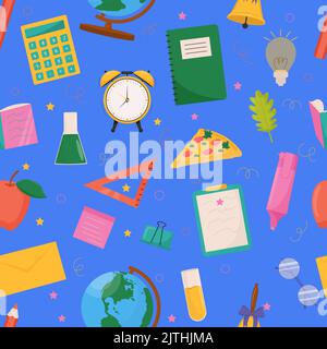 School and education related objects seamless pattern. Vector illustration Stock Vector