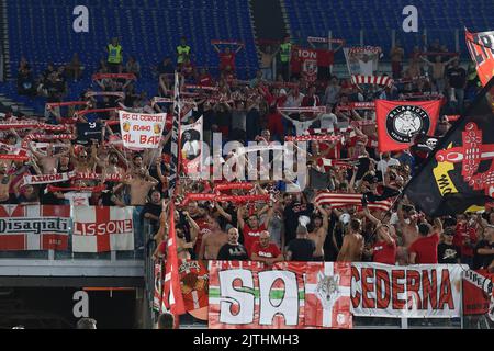 Rome, Italy. 30th Aug, 2022. Monza fans during football Serie A Match, Stadio Olimpico, As Roma v Monza, 30th Aug 2022 Photographer01 Credit: Independent Photo Agency/Alamy Live News Stock Photo