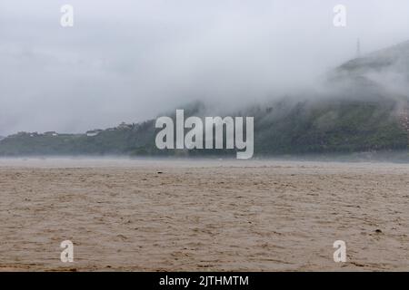 Heavy flood due to monsoon rainfall at the swat valley in the river swat in Khyber Pakhtunkhwa, Pakistan Stock Photo