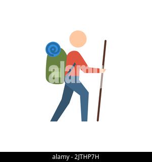 Backpacker Related Vector Flat Icon Stock Vector