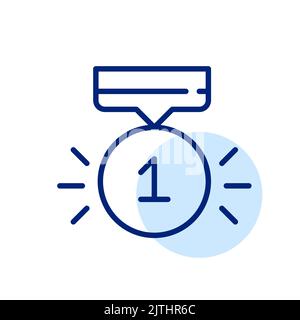 First place shining medal. Pixel perfect, editable stroke line icon ...