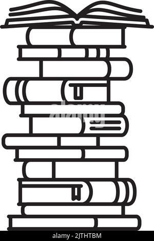 High stack of books line icon vector illustration for Read A Book Day on September 6. Stock Vector