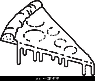 Pizza slice line icon vector illustration for Cheese Pizza Day on September 5 Stock Vector