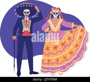 Day of dead 2D vector isolated illustration Stock Vector