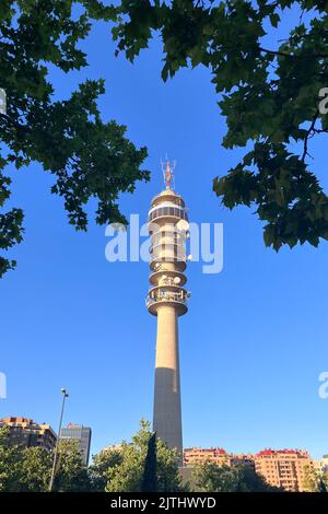 Movistar Telecommunications tower in Zaragoza, Spain Stock Photo