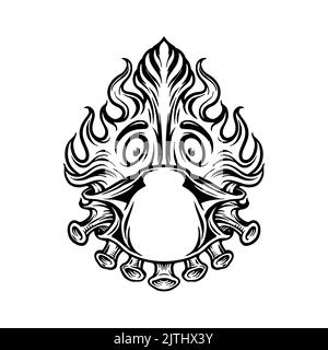 Covid Fire with Mask for Mascot Logo Vector illustrations for your work Logo, mascot merchandise t-shirt, stickers and Label designs, poster, greeting Stock Photo