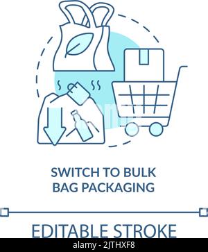 Switch to bulk bag packaging turquoise concept icon Stock Vector