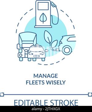 Manage fleets wisely turquoise concept icon Stock Vector