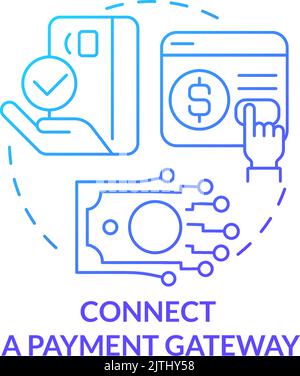 Connect payment gateway blue gradient concept icon Stock Vector