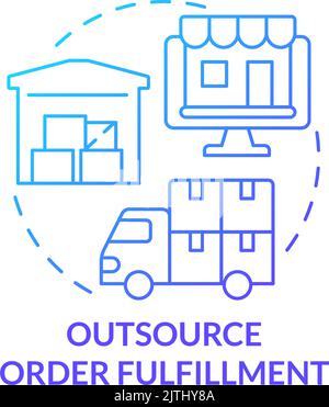 Outsource order fulfillment blue gradient concept icon Stock Vector