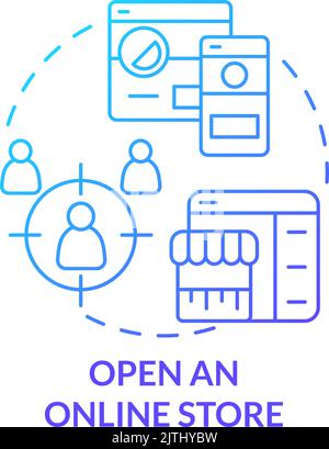 Open online store blue gradient concept icon Stock Vector