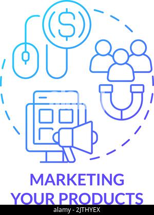Marketing your products blue gradient concept icon Stock Vector