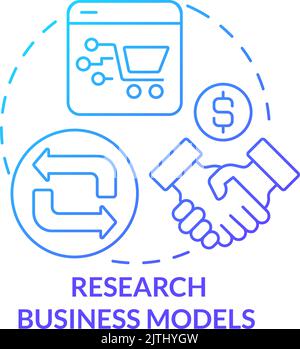 Research business models blue gradient concept icon Stock Vector