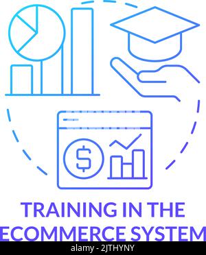 Training in ecommerce system blue gradient concept icon Stock Vector