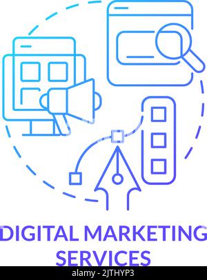 Digital marketing services blue gradient concept icon Stock Vector