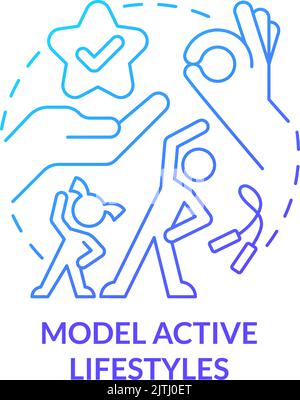 Model active lifestyles blue gradient concept icon Stock Vector