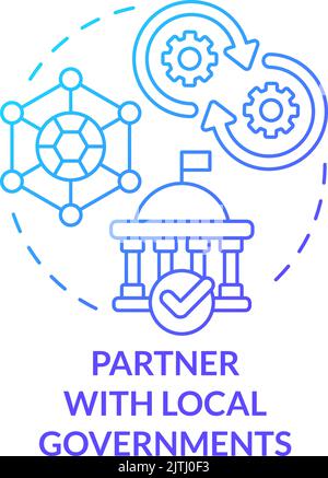 Partner with local governments blue gradient concept icon Stock Vector