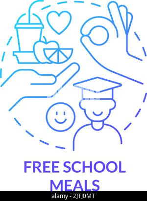 Free school meals blue gradient concept icon Stock Vector