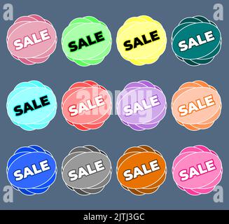 Sale text vector collection of bright discount bubble tags, banners and stickers Stock Vector