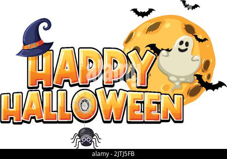 Happy Halloween Festival Logo Design illustration Stock Vector