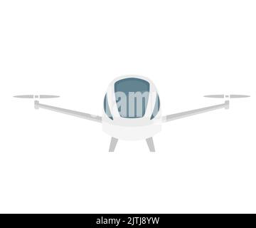 Autonomous driverless aerial vehicle flying, electric vertical takeoff and landing aircraft logo design. Autonomous aircraft, drone, electric. Stock Vector