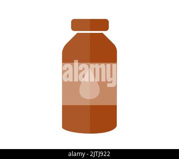 Bottle of cough syrup logo design. Healthcare and treatment concept. Editable stroke. Antibiotic in bottle. Medicine, Pharmacy and healthy vector. Stock Vector