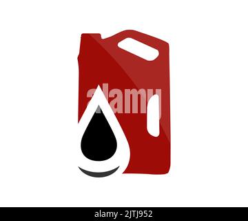 Plastic motor oil canister logo design. Motor oil pouring, Car maintenance change liquid. Transmission and Maintenance Gear. Energy fuel concept. Stock Vector
