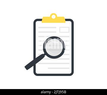 Agreement document check logo design. Suitable for design element of contractual consulting service and legal aid. Notary magnifier paper vector. Stock Vector