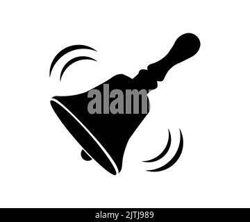 School bell with wooden handle icon. Symbol of notification or school. School bell in simple style, Back to school concept, hand drawn sketch vector. Stock Vector