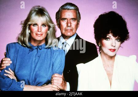 Linda Evans, John Forsythe, Joan Collins, Dynasty, 1981 Stock Photo - Alamy