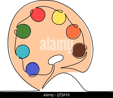 Continuous one line drawing of painting palette. Vector illustration Stock Vector