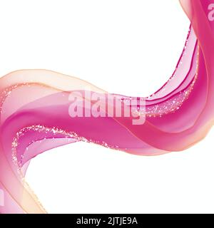 Abstract ribbon, alcohol ink painting  design with gold texture. Vector illustration, trendy background.Nice design for your purposes. Stock Vector