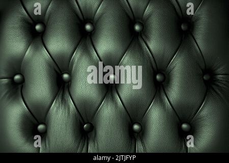 Leather fabric texture - top view and closeup on a piece of green leather with buttons Stock Photo