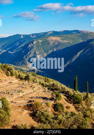 Landscape of the Pleistos River Valley at sunset, Delphi, Phocis ...