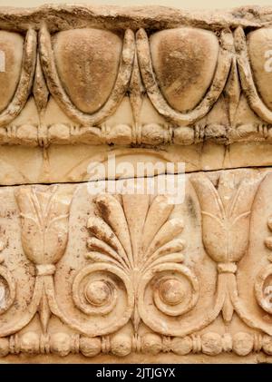 Relief at Delphi Archaeological Museum, interior, Delphi, Phocis, Greece Stock Photo