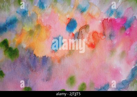 bright colored abstract background with watercolor paints Stock Photo