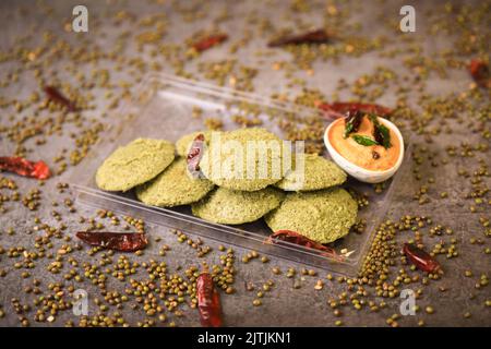 south Indian famous breakfast idlie served with chutneys Stock Photo