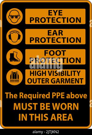 PPE Must Be Worn In This Area Sign Stock Vector