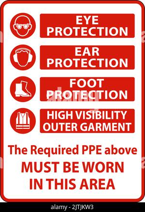 PPE Must Be Worn In This Area Sign Stock Vector