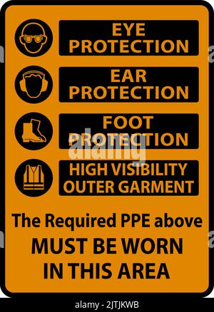 PPE Must Be Worn In This Area Sign Stock Vector