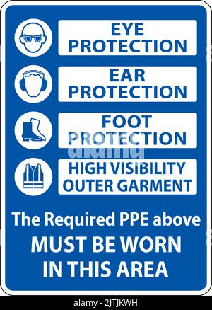 PPE Must Be Worn In This Area Sign Stock Vector