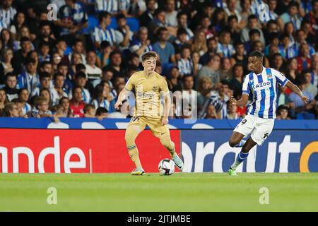 San Sebastian, Spain. 21st Aug, 2022. Gavi (Barcelona) Football/Soccer : Spanish 'La Liga Santander' match between Real Sociedad 1-4 FC Barcelona at the Reale Arena in San Sebastian, Spain . Credit: Mutsu Kawamori/AFLO/Alamy Live News Stock Photo