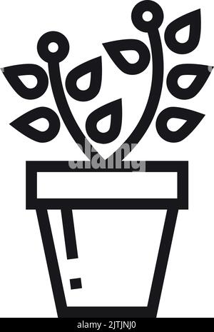 Houseplant in pot line icon. Home decoration symbol Stock Vector