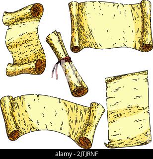 paper old ancient set sketch hand drawn vector Stock Vector