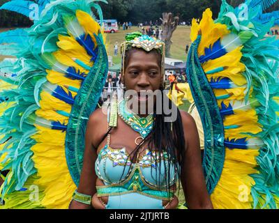 2022 August 29 - UK - Yorkshire - Leeds West Indian Carnival - Getting ready for the parade in Potternewton Park Stock Photo