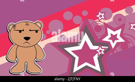 grumpy brown teddy bear character cartoon background in vector format Stock Vector