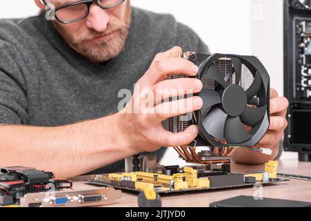 Repair, assembly and restoration of personal computers. Stock Photo